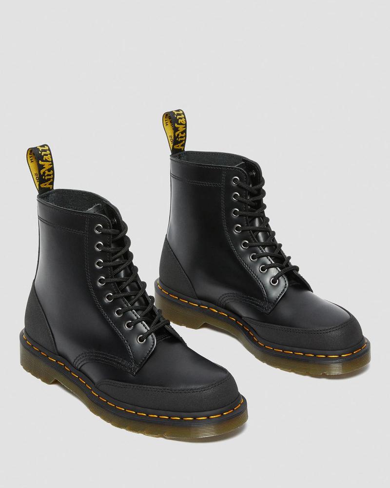 Women's Dr Martens 1460 Guard Panel Leather Lace Up Boots Black | AU 164TCE